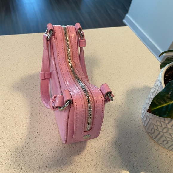 Pink Croc-Texture Shoulder Bag - Picture 3 of 5